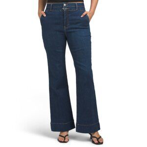 BAGATELLE COLLECTION denim High Waist Button Wide Leg Jeans